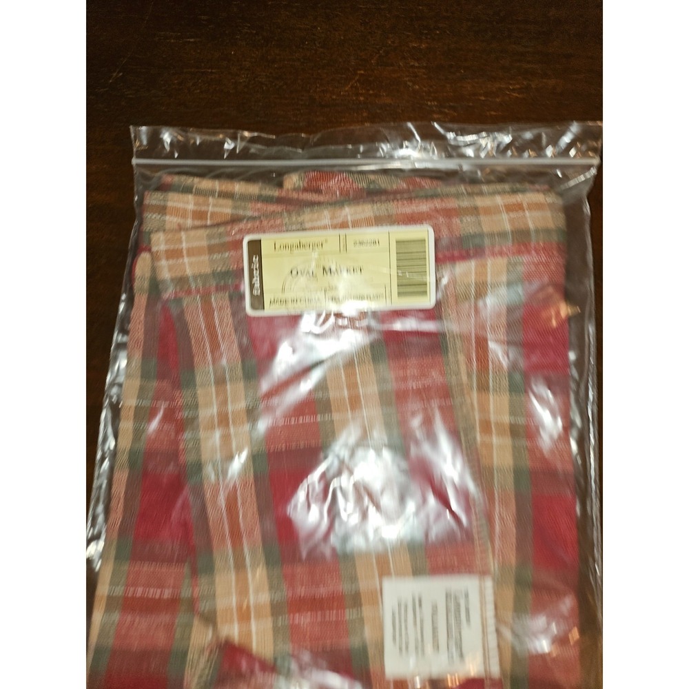 Longaberger Oval Market Basket Fabric Liner Orchard Park Plaid Fabric
